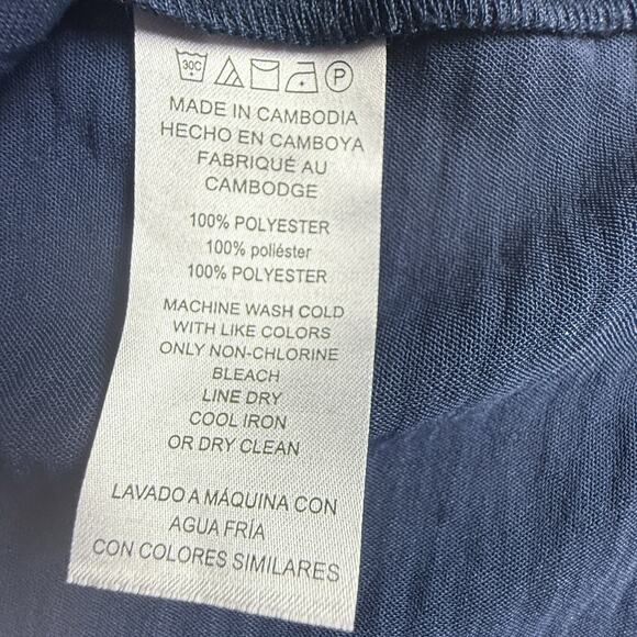 Michael Kors Navy Blue Lace Up Blouse Medium Flutter Sleeve V Neck Top M - Picture 4 of 6